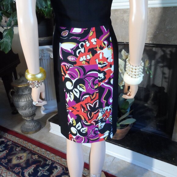 Etro Black Sheath Dress with Multicolor Floral Print Panels – IT 44 / US 8 - Picture 12 of 16